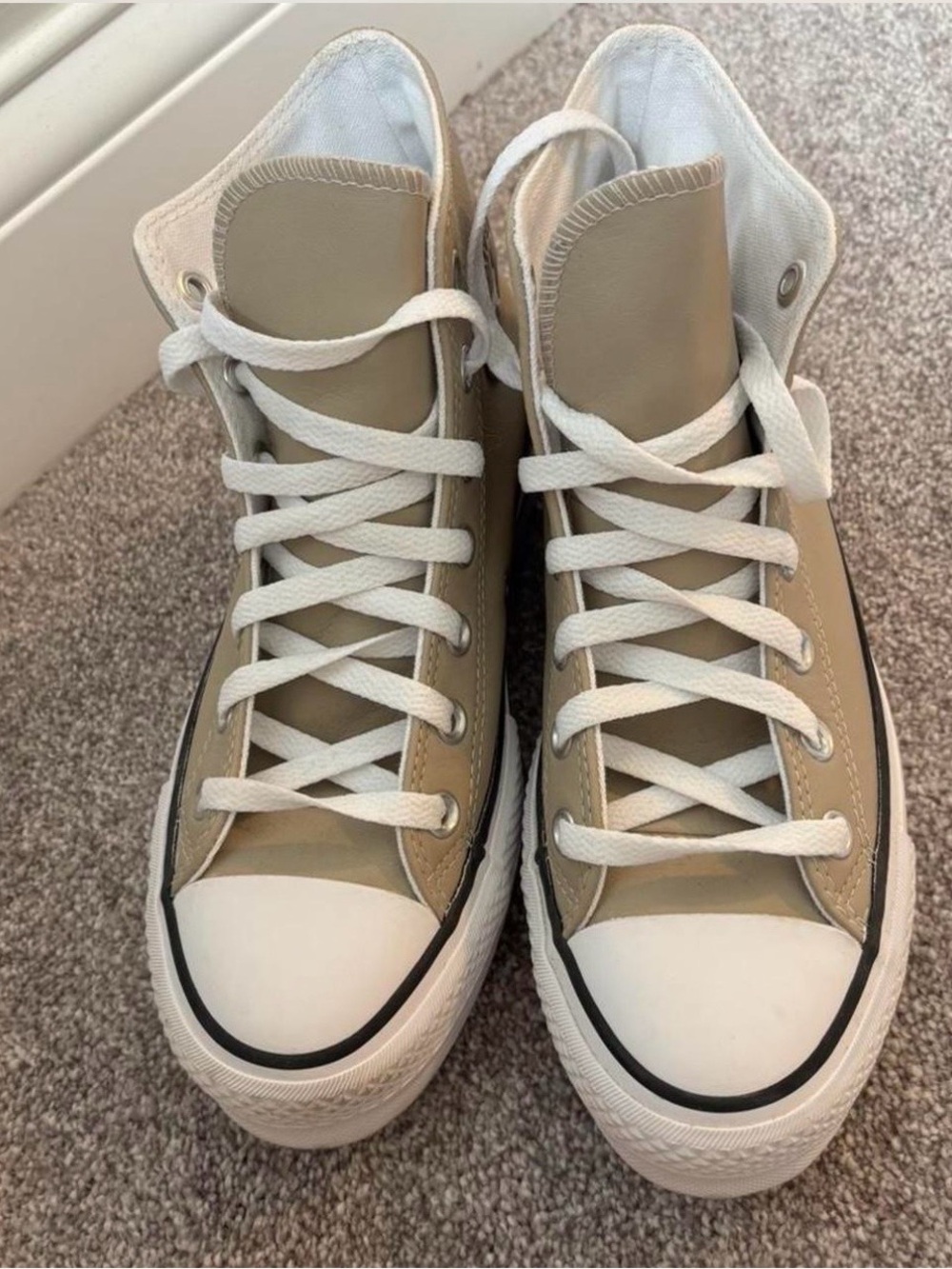 Converse All Star High-Top Sneakers in Beige and White